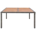 vidaXL Záhradný stôl, sivý 200x150x74 cm, polyratan a akáciové drevo – Obrázok 3