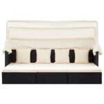 vidaXL Záhradná posteľ so strieškou, čierna, polyratan – Obrázok 6