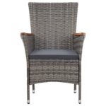 vidaXL 5-dielna záhradná jedálenská súprava s vankúšmi sivá polyratan – Obrázok 6