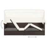 vidaXL Záhradná pohovka so strieškou hnedá polyratanová – Obrázok 5