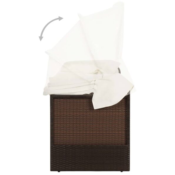 vidaXL Záhradná pohovka so strieškou hnedá polyratanová – Obrázok 6