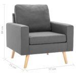 vidaXL Kreslo, svetlosivé, látka – Obrázok 7