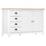 vidaXL Komoda Hill, biela 130x40x80 cm, borovicový masív