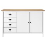 vidaXL Komoda Hill, biela 130x40x80 cm, borovicový masív – Obrázok 2