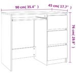vidaXL Písací stôl, biely 90x45x76 cm, kompozitné drevo – Obrázok 8