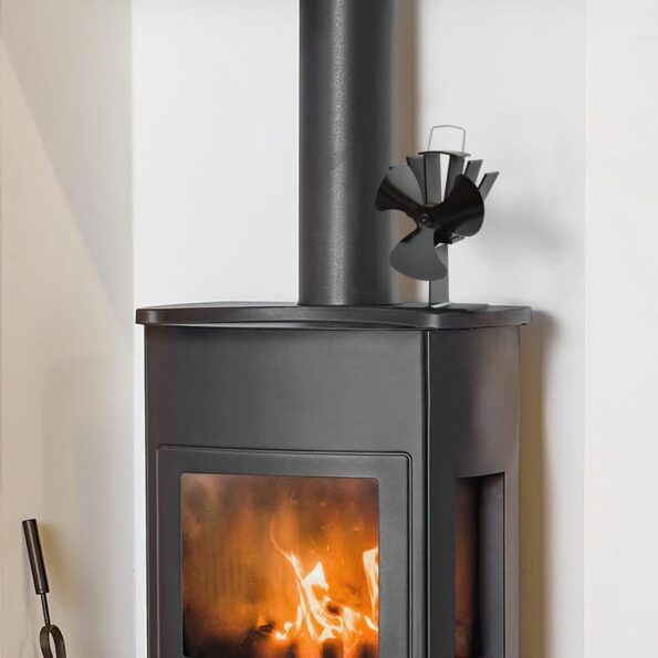 vidaXL Teplom poháňaný ventilátor na krb s 3 lopatkami čierny – Obrázok 2