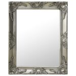 vidaXL Nástenné zrkadlo v barokovom štýle 50x60 cm strieborné – Obrázok 2