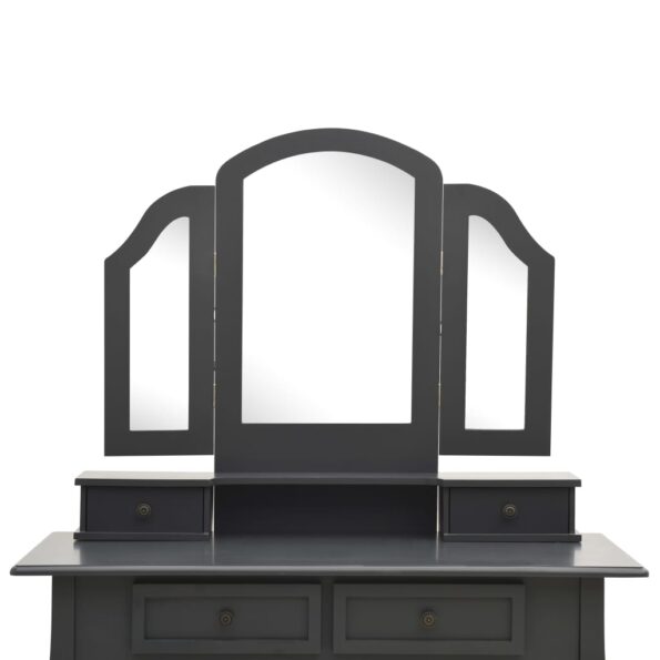 vidaXL Toaletný stolík so stoličkou sivý 100x40x146 cm drevo paulovnie – Obrázok 7