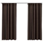 vidaXL Zatemňovacie závesy, ľanový vzhľad, háčiky 2ks, hnedé 140x175cm – Obrázok 2