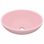 vidaXL Luxusné oválne umývadlo matné ružové 40x33 cm keramické – Obrázok 2