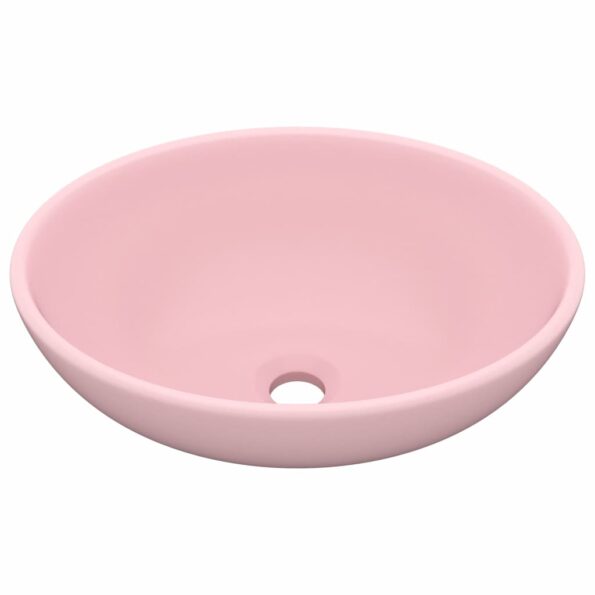 vidaXL Luxusné oválne umývadlo matné ružové 40x33 cm keramické – Obrázok 2