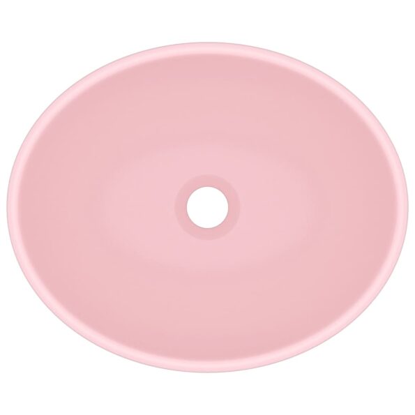 vidaXL Luxusné oválne umývadlo matné ružové 40x33 cm keramické – Obrázok 4
