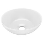 vidaXL Umývadlo do kúpeľne, keramika, matné biele, okrúhle – Obrázok 2