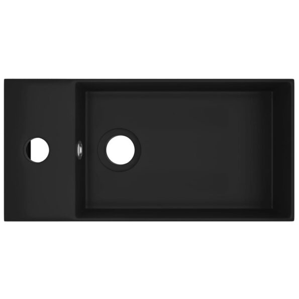 vidaXL Umývadlo s prepadom, keramika, matné čierne – Obrázok 3