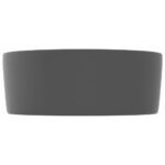 vidaXL Luxusné umývadlo, okrúhle, matné tmavosivé 40x15 cm, keramika – Obrázok 4