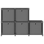 vidaXL Polica s boxmi s dizajnom 5 kociek sivá 103x30x72,5 cm látka – Obrázok 3