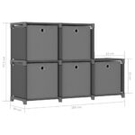 vidaXL Polica s boxmi s dizajnom 5 kociek sivá 103x30x72,5 cm látka – Obrázok 9