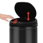 vidaXL Automatický odpadkový kôš, senzor 30 l, uhlíková oceľ, čierny – Obrázok 2