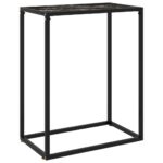 vidaXL Konzolový stolík čierny 60x35x75 cm tvrdené sklo