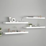vidaXL Plávajúce nástenné police 4 ks, biele 80x23,5x3,8 cm, MDF