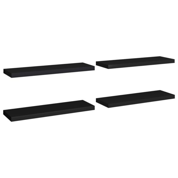 vidaXL Plávajúce nástenné police 4 ks, čierne 80x23,5x3,8 cm, MDF – Obrázok 2