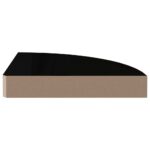 vidaXL Plávajúca rohová polica, lesklá čierna 25x25x3,8 cm, MDF – Obrázok 5