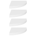 vidaXL Plávajúce rohové police 4 ks, biele 35x35x3,8 cm, MDF – Obrázok 2