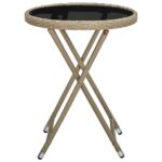 vidaXL Čajový stolík béžový 60 cm polyratan a tvrdené sklo – Obrázok 2