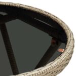 vidaXL Čajový stolík béžový 60 cm polyratan a tvrdené sklo – Obrázok 5