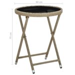 vidaXL Čajový stolík béžový 60 cm polyratan a tvrdené sklo – Obrázok 6