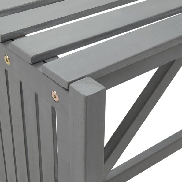 vidaXL Záhradná rohová lavička s kvetináčom 117 cm akáciový masív sivá – Obrázok 6