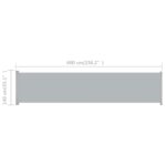 vidaXL Zaťahovacia bočná markíza na terasu 140x600 cm, sivá – Obrázok 8
