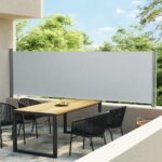 vidaXL Zaťahovacia bočná markíza na terasu 140x600 cm, sivá