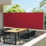vidaXL Zaťahovacia bočná markíza na terasu 600x160 cm, červená