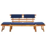 vidaXL Záhradná lavička s podložkami 2-v-1 190 cm, akáciový masív – Obrázok 6