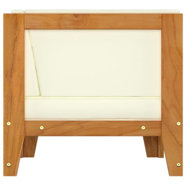 vidaXL Sekčná rohová pohovka a krémovo-biele vankúše akáciový masív – Obrázok 3