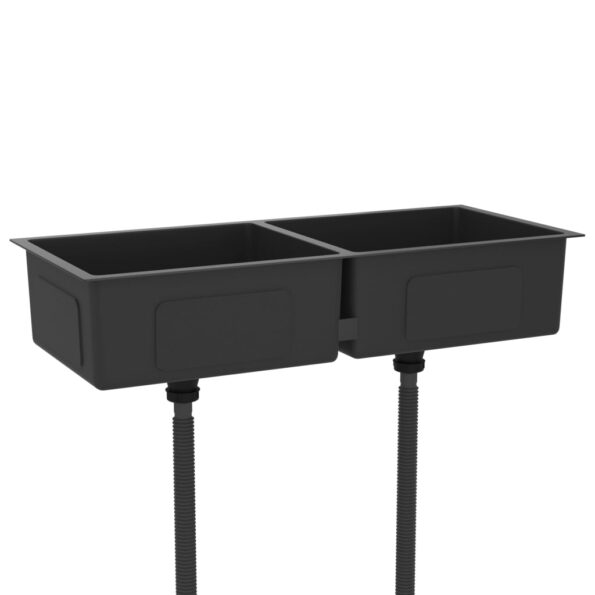 vidaXL Ručne vyrobený kuchynský drez, čierny, nehrdzavejúca oceľ – Obrázok 4