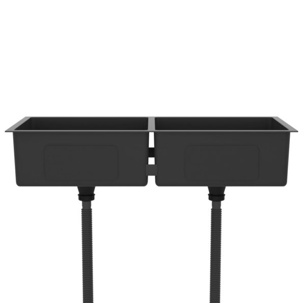 vidaXL Ručne vyrobený kuchynský drez, čierny, nehrdzavejúca oceľ – Obrázok 5