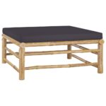 vidaXL 9-dielna záhradná sedacia súprava, tmavosivé podložky, bambus – Obrázok 9