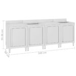 vidaXL Gastro kuchynský drez so skrinkou 240x60x96 cm nehrdzavejúca oceľ – Obrázok 6