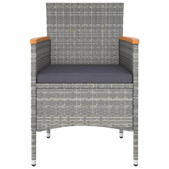 vidaXL 5-dielna záhradná jedálenská súprava polyratan a sklo sivá – Obrázok 6