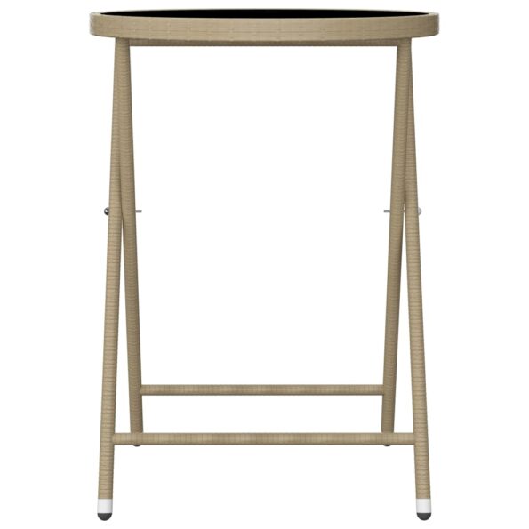 vidaXL 3-dielna záhradná bistro súprava polyratan a tvrdené sklo béžová – Obrázok 10