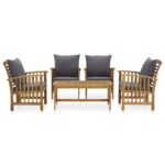 vidaXL 5-dielna záhradná sedacia súprava s podložkami, akáciový masív – Obrázok 2