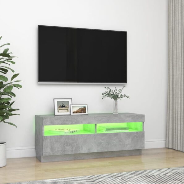 vidaXL TV skrinka s LED svetlami betónová sivá 100x35x40 cm – Obrázok 4