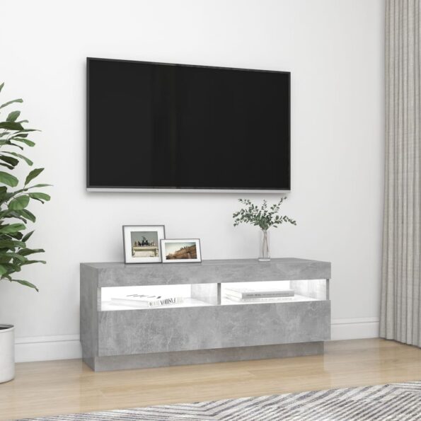 vidaXL TV skrinka s LED svetlami betónová sivá 100x35x40 cm – Obrázok 5