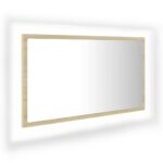 vidaXL LED kúpeľňové zrkadlo dubu sonoma 80x8,5x37 cm, akryl – Obrázok 2