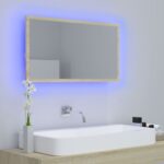 vidaXL LED kúpeľňové zrkadlo dubu sonoma 80x8,5x37 cm, akryl – Obrázok 3