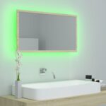 vidaXL LED kúpeľňové zrkadlo dubu sonoma 80x8,5x37 cm, akryl – Obrázok 4