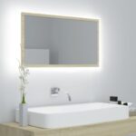 vidaXL LED kúpeľňové zrkadlo dubu sonoma 80x8,5x37 cm, akryl
