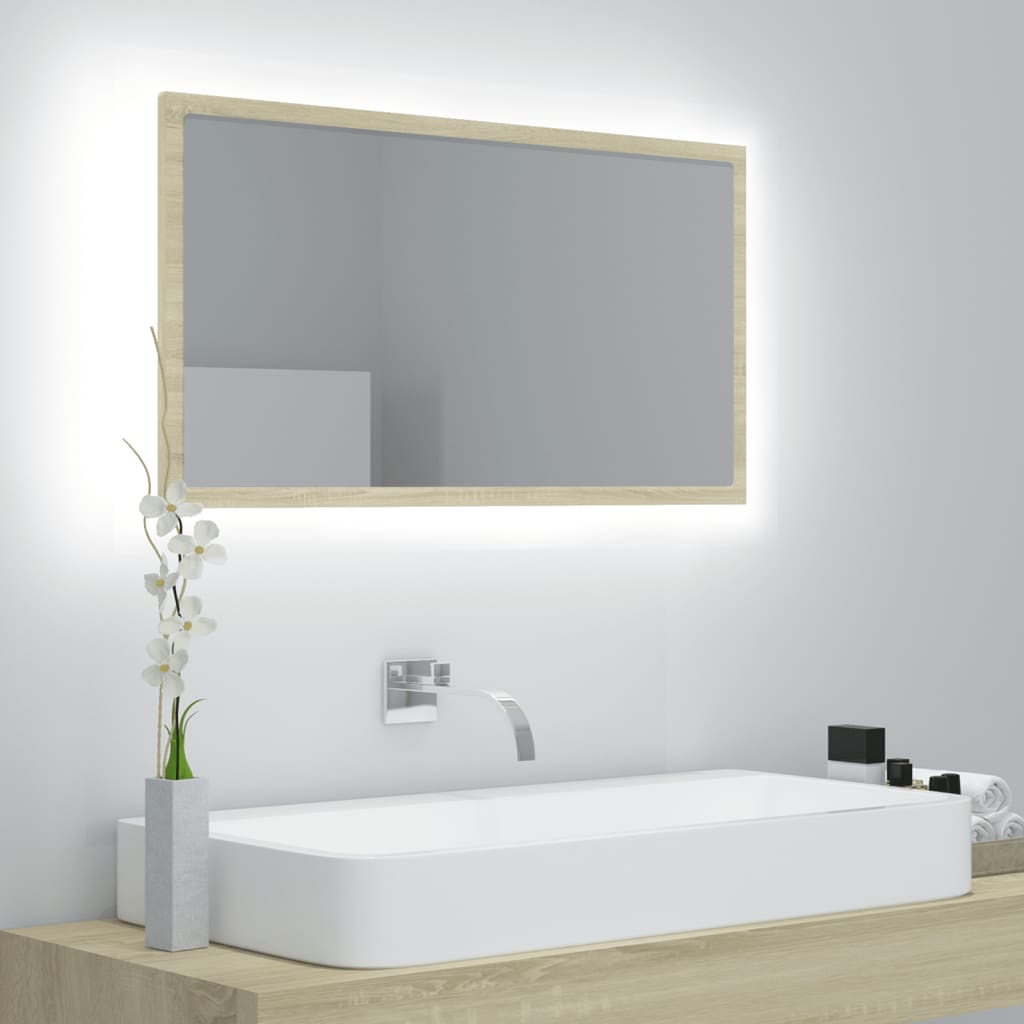 VXL8720286221129_m_en_hd_1.jpg vidaXL LED kúpeľňové zrkadlo dubu sonoma 80x8,5x37 cm, akryl – Obrázok 1
